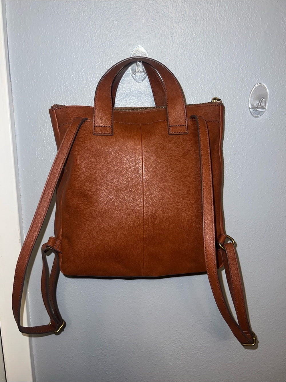 Fossil Cognac Leather Convertible Backpack - Picture 8 of 14